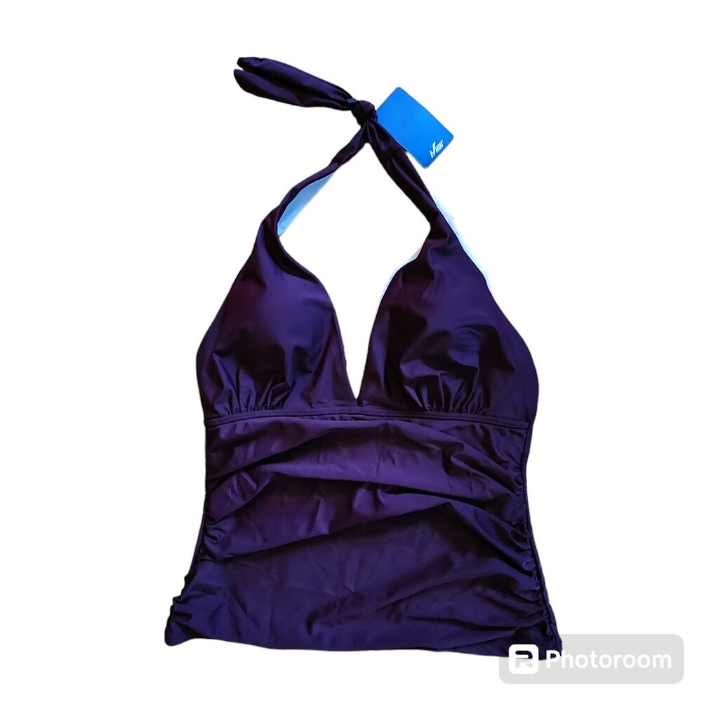 Hilor Deep V-neck Grape Tankini Size 14 NWT
